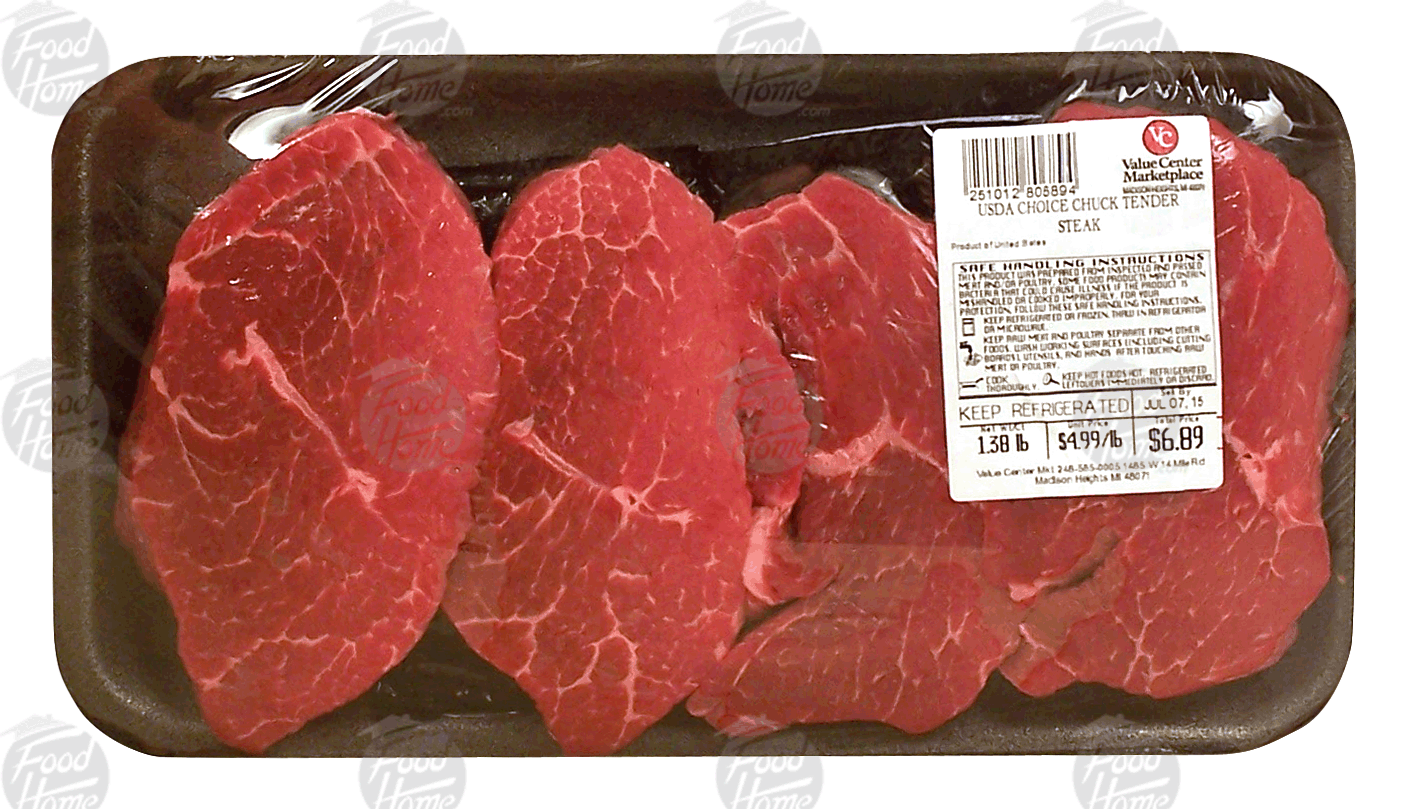 Value Center Market  beef chuck tender steaks, price per pound Full-Size Picture